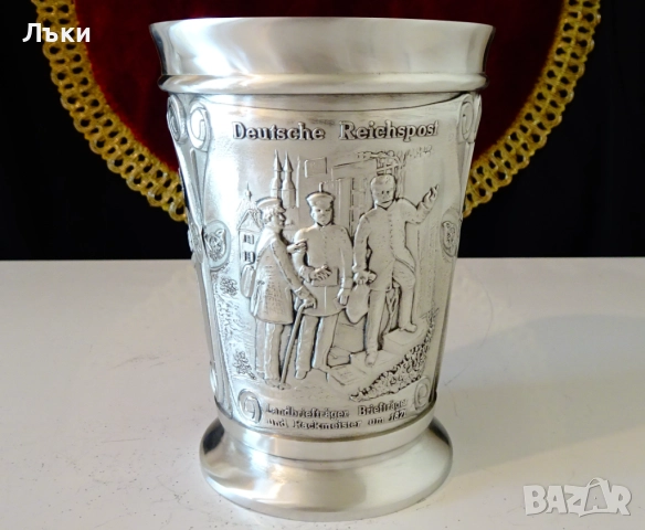 Чаша от калай,халба 300 мл.,Немски пощи през 1820 г. , снимка 5 - Антикварни и старинни предмети - 51584809