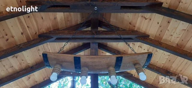 Полилеи от автентични реставрирани дъбови бъчви с ръчно изработени дървени чашки , снимка 13 - Полилеи - 49844600