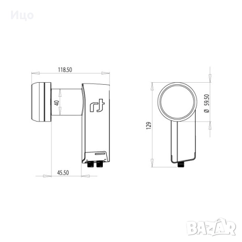 Двоен офсетов конвертор за сателит LONG NECK