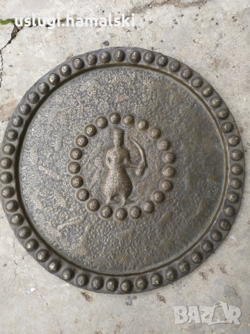 Уникален стар бронзов поднос/пано/тава, снимка 1