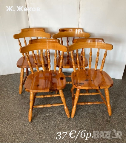 Четири масивни дървени трапезни стола, снимка 2 - Столове - 53821843