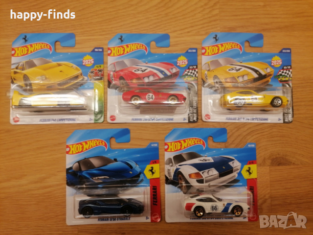 Ексклузивен лот Hot Wheels FERRARI – 5 легендарни модела (НОВИ)
