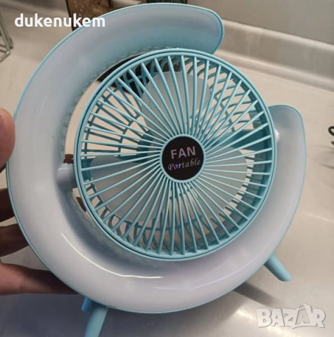 USB настолен вентилатор, 3 скорости, 360° въртене, LED осветление, снимка 10 - Вентилатори - 52063031