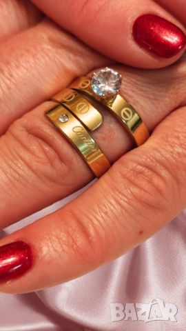 Модерен дамски пръстен тип халка от неръждаема стомана с цирконий Casablanca, снимка 1 - Пръстени - 46409614