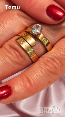 Модерен дамски пръстен тип халка от неръждаема стомана с цирконий Casablanca, снимка 1 - Пръстени - 46409614