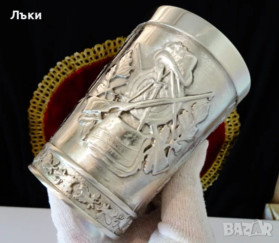 Калаена чаша,халба от калай 300 мл.,ловни картини. , снимка 9 - Антикварни и старинни предмети - 51252083