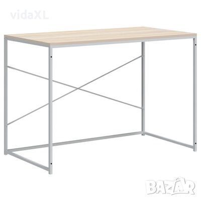 vidaXL Компютърно бюро, бяло и дъб, 110x60x70 см, инженерно дърво(SKU:30210, снимка 1 - Други - 46172821