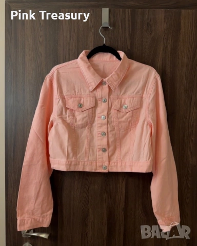 Чисто ново розово дънково / дънкено / деним яке, снимка 4 - Якета - 54009021