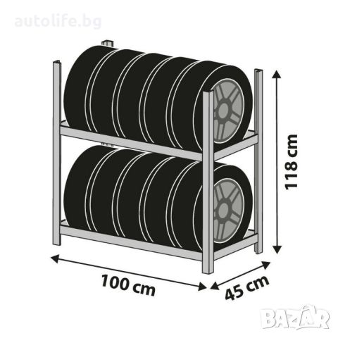 Рафт стелаж стойка на две нива за гуми с джанти, снимка 2 - Аксесоари и консумативи - 45760467