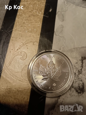 1 унция сребърна монета канадски кленов лист, снимка 3 - Нумизматика и бонистика - 52345893