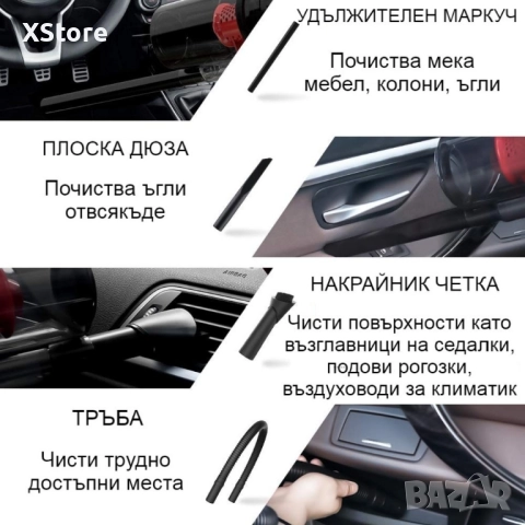 Автомобилна прахосмукачка SONRU 7000Pa с мощност 150W, снимка 6 - Аксесоари и консумативи - 52457906