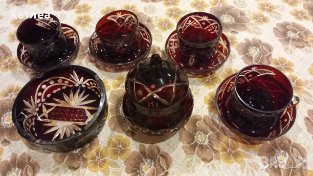 Кристален сервиз червен кристал , снимка 7 - Сервизи - 53638581