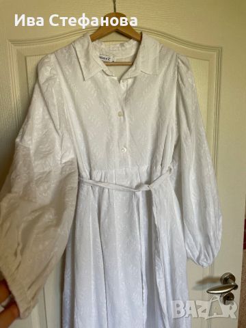 Нова дълга елегантна бяла 100% памук памучна рокля ажурена ажур дантела за бременни фотосесия , снимка 2 - Рокли - 45888347