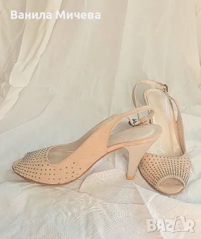 Официални  отворени обувки от естествен велур , снимка 2 - Дамски обувки на ток - 50063149