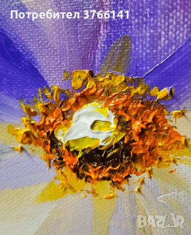 "Абстрактни цветя" Картина 50х40 см, Маслена живопис с шпакла, снимка 2 - Картини - 53563106