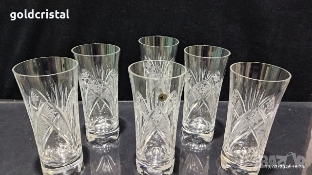 Кристални чаши Зорница , снимка 2 - Антикварни и старинни предмети - 44466067