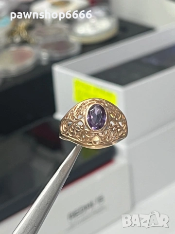 Златен пръстен 14 карата с руски маркировки , снимка 5 - Пръстени - 53273846