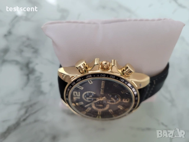 Мъжки механичен часовник Steve Madden Black/Gold (НОВ с кутия, Automatic) неизползван, снимка 3 - Мъжки - 53918743