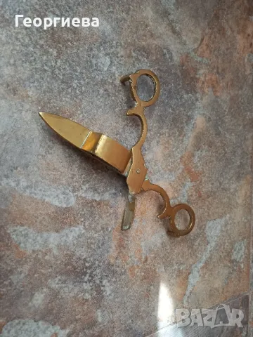 Ножица, гасител за свещи от месинг, снимка 4 - Антикварни и старинни предмети - 49410072