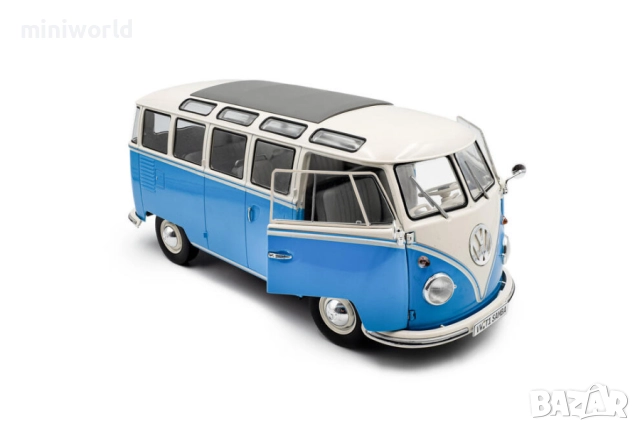 Volkswagen VW T1 Samba Bus 1962 - мащаб 1:18 на Solido моделът е нов в кутия, снимка 7 - Колекции - 52151896