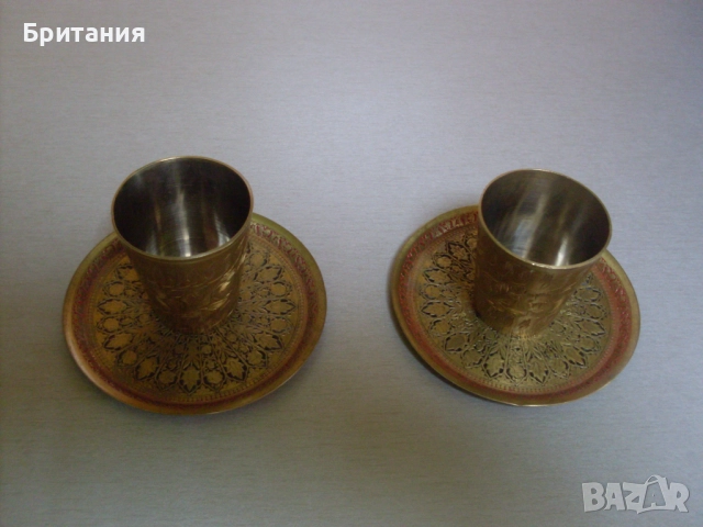 Бронзови чашки и подложки- комплект., снимка 3 - Антикварни и старинни предмети - 52920243