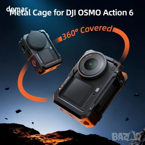 Метален защитен калъф AMAZEAR, аксесоари за DJI Osmo Action 6, черен, снимка 2 - Чанти, стативи, аксесоари - 53401616