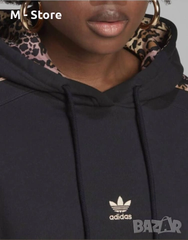 Дамско горнище ADIDAS Originals Logo Hoodie Black, снимка 3 - Якета - 54190700