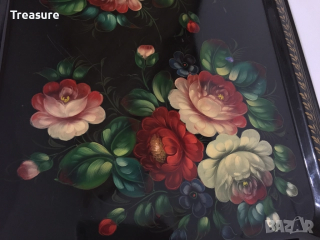 Стар метален поднос табла Жостово СССР, снимка 13 - Антикварни и старинни предмети - 40953955