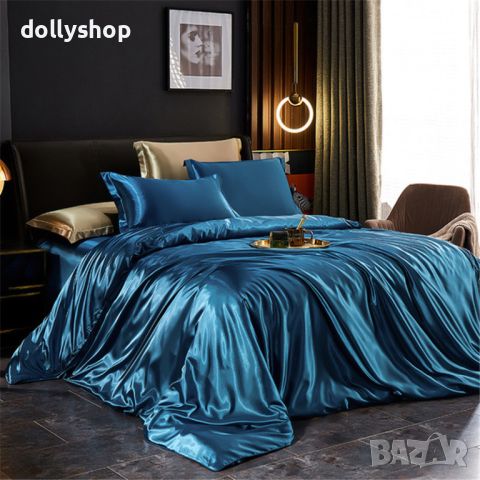 Висококачествен Спален Комплект от Сатен от 4 Части Blue 1