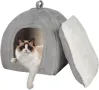 2в1 котешка къща Cat Cave Cat Bed Fluffy Cuddly Cave with Cushion Перяща се котешка къща Вът, снимка 1