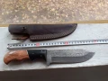 Страхотен ловен нож дамаска стомана нов с кожена кания, снимка 5