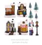 Коледна декорация Toyland® Mini Christmas Village, коледно село с мини къщички и фигурки