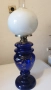 Изключително рядка антикварна находка- кобалтово синя луксозна стъклена газена лампа "Мурано .", снимка 1