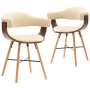 vidaXL Трапезни столове, 2 бр, кремави, изкуствена кожа и извито дърво（SKU:283139