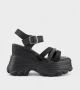 Дамски летни сандали на платформа в черно , снимка 2