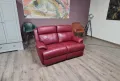 Червен кожен диван двойка с електрически релаксиращ механизъм, снимка 3