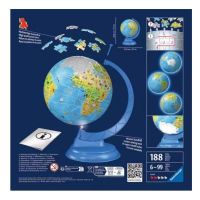 3D пъзел Глобус. Детска карта на света с LED светлина - 180 части, снимка 3 - Електрически играчки - 45343756