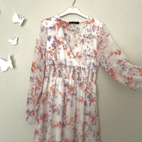 Тюлена рокля с флорални мотиви , снимка 1 - Рокли - 44952991
