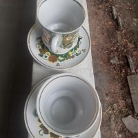 Руски порцелан позлата две големи чаши с чинийки печати, снимка 3 - Антикварни и старинни предмети - 45387454