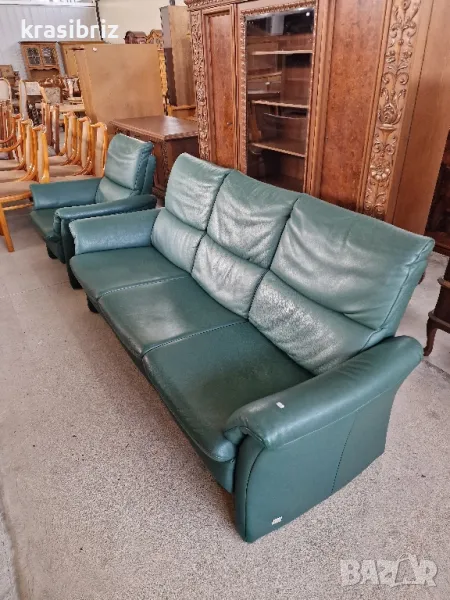 К-т Диван 3-ка и Фотьойл -Естествена кожа-внос от Германия!, снимка 1