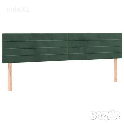 vidaXL Горна табла за легло, 2 бр, тъмнозелена, 100x5x78/88 см, кадифе（SKU:346197）, снимка 1