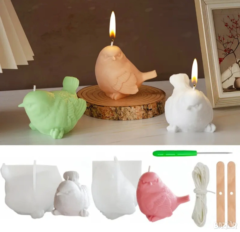 Молдове комплект птици два вида + аксесоари за свещи , снимка 1