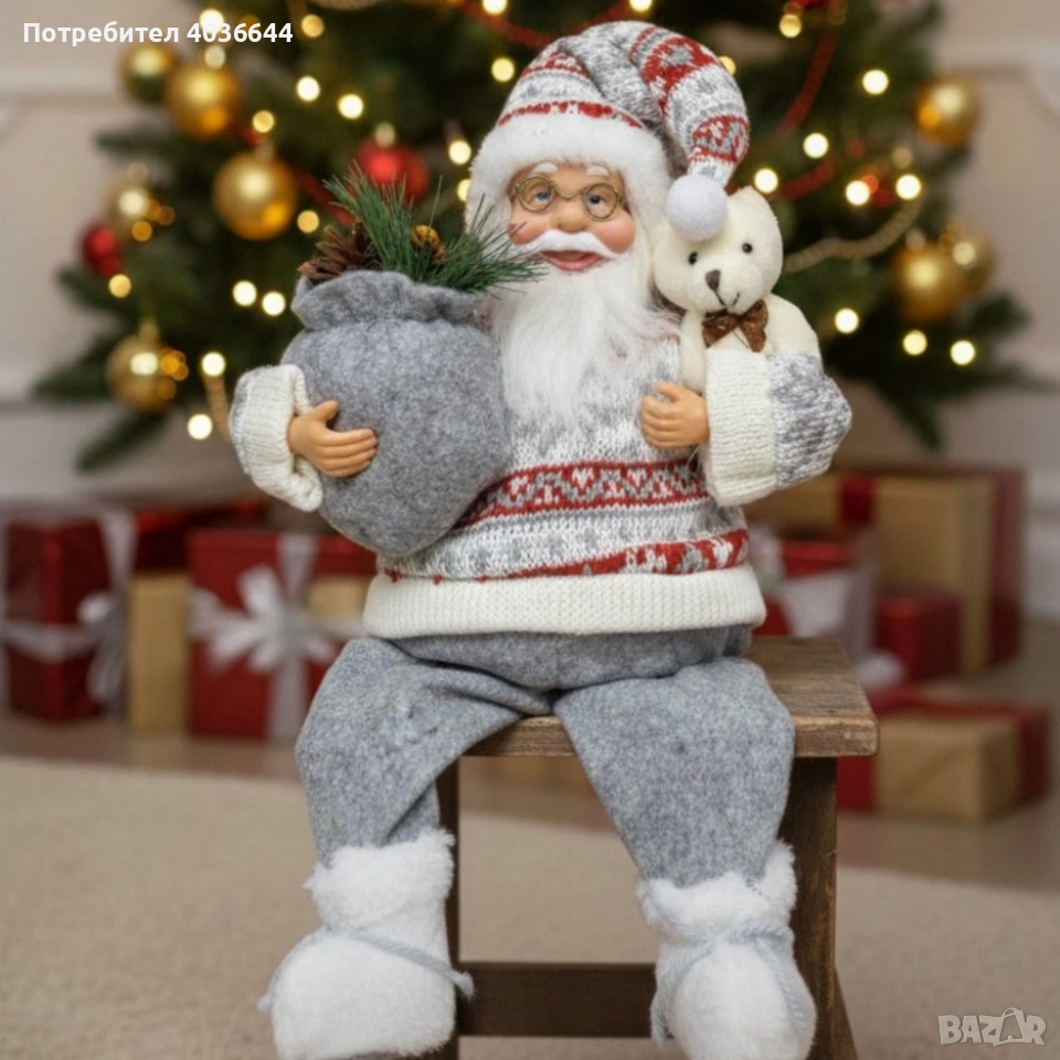 Голям Дядо Коледа с торба и мече - Атмосфера, уют и празничен стил, снимка 1