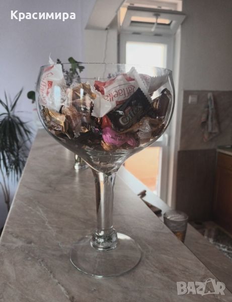 Голяма стъклена купа за бонбони, снимка 1