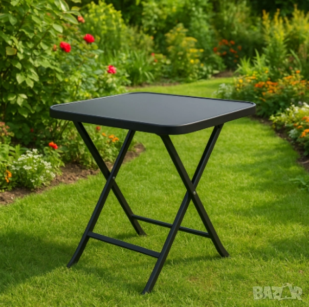 Сгъваема маса Muhler, със стъклен плот, снимка 1