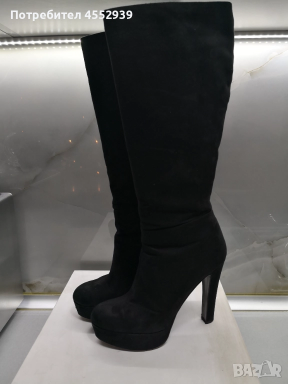 Велурени ботуши на ток и платформа , снимка 1