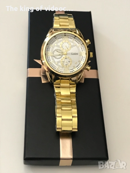 Мъжки златист часовник с голям циферблат ( ВИДЕО ), снимка 1