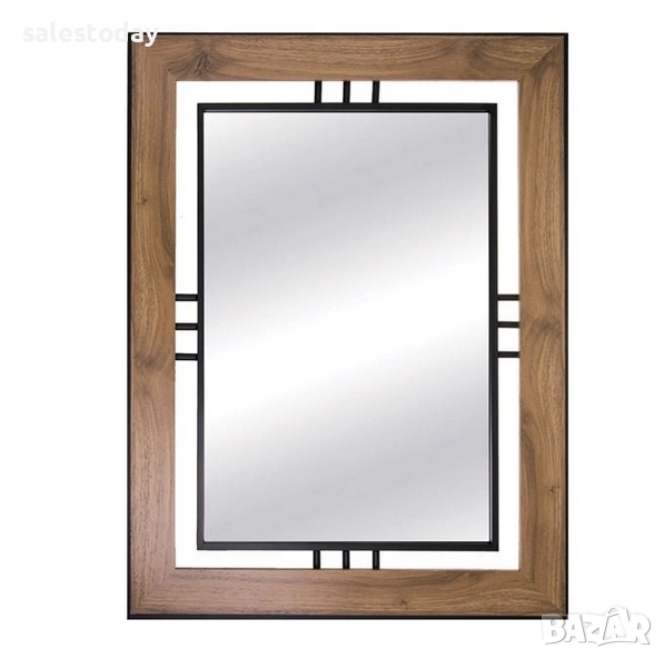 Огледало с дървена рамка и метален обков, 60*80см, снимка 1