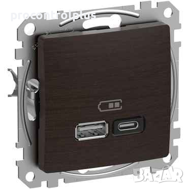 Продавам Розетка 2x USB тип A+C 3A 45W Power Delivery Венге SCHNEIDER ELECTRIC Sedna Design, снимка 1