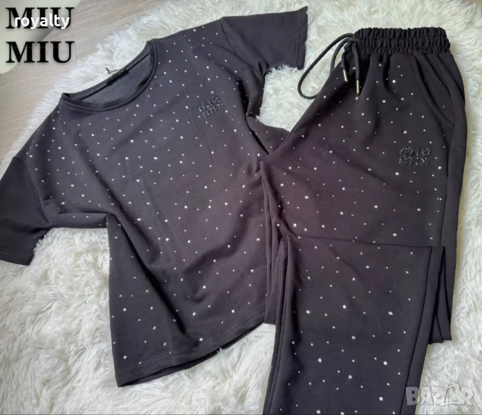 Памучни дамски комплекти с камъни  Мiu Miu, снимка 1